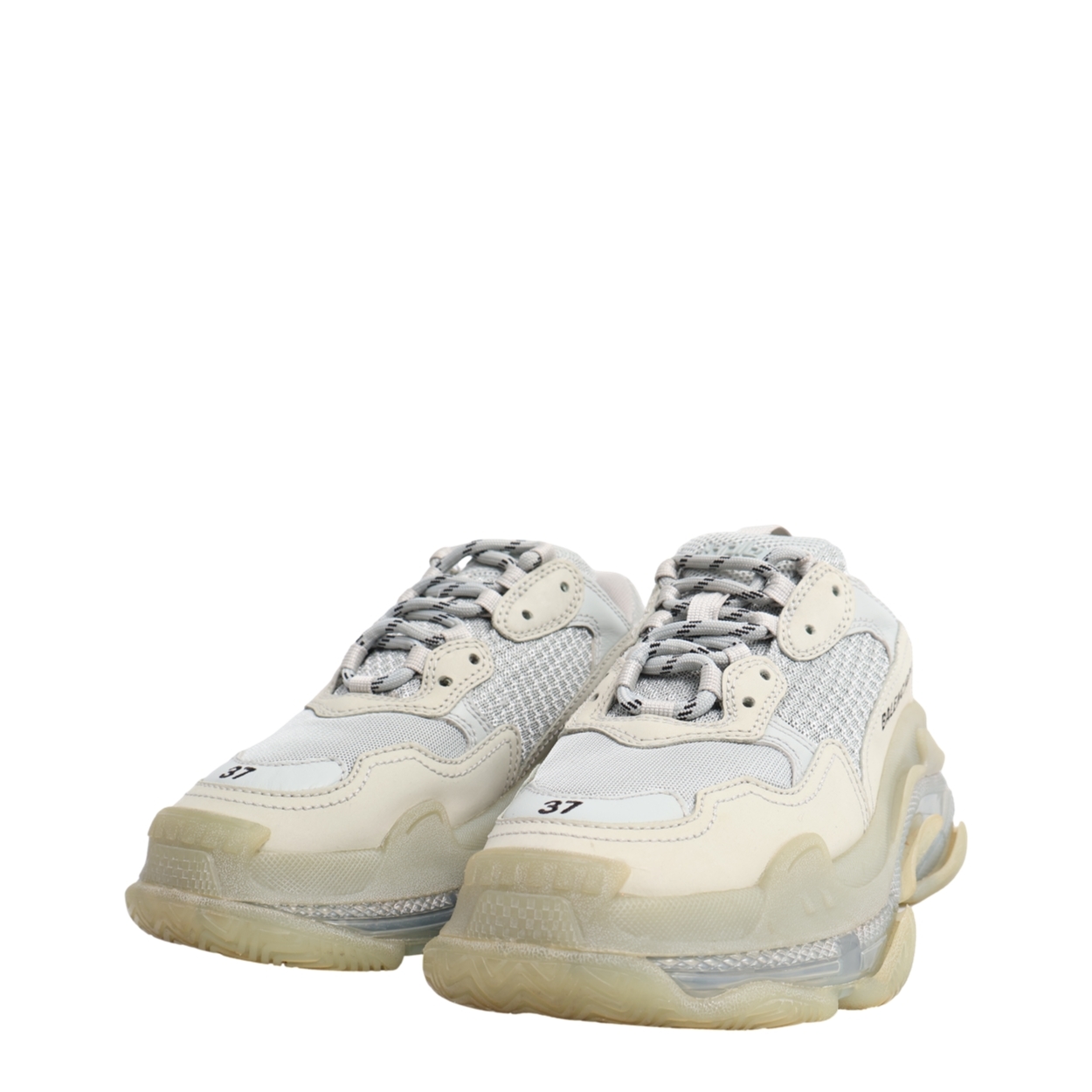 BALENCIAGA Mixed Material Triple S Sneakers Grey | Luxity