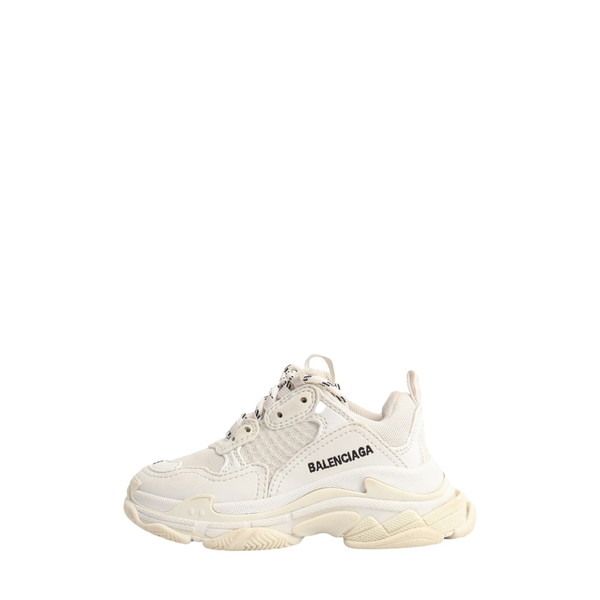 Kids Mixed Material Triple S Sneakers White