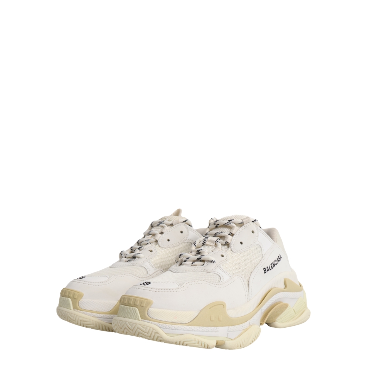 Mixed Material Triple S Sneakers White