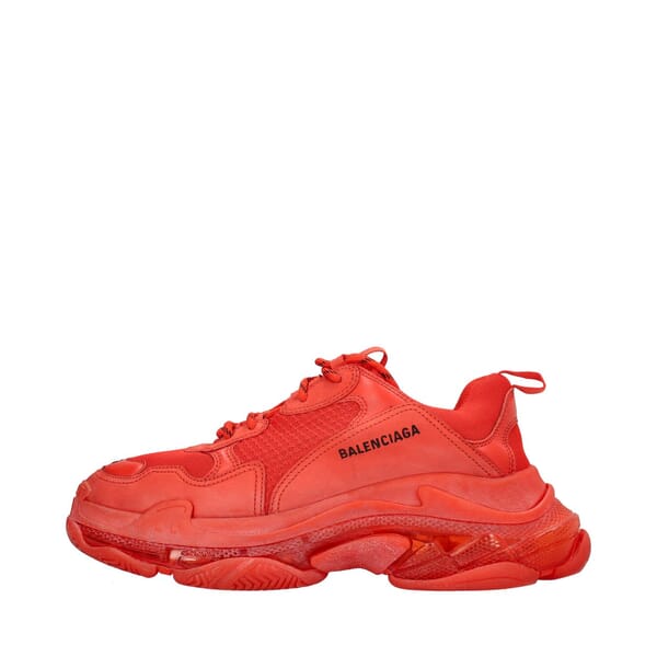 Mixed Material Triple S Sneakers Red