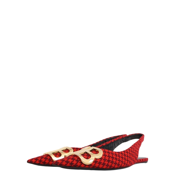Tweed BB Slingback Flat Pumps Red