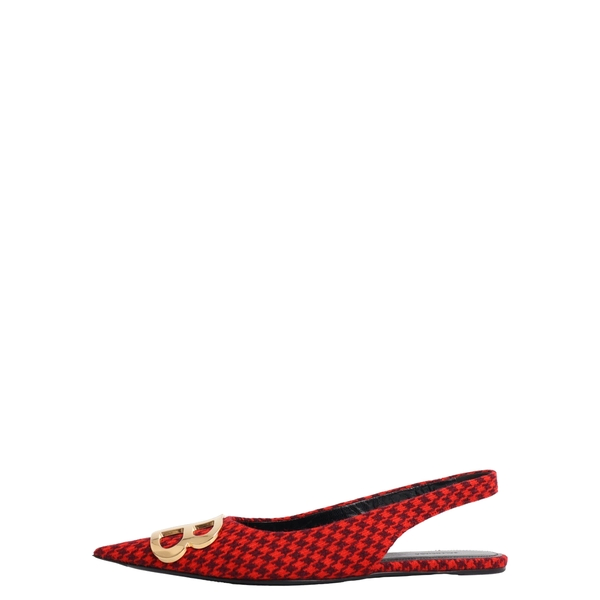 Tweed BB Slingback Flat Pumps Red