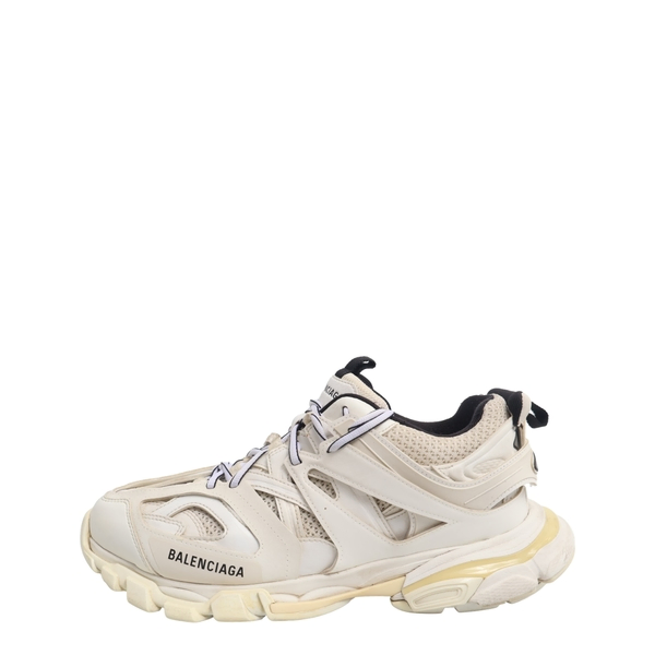 Mixed Material Track Sneakers White