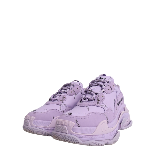 Mixed Material Triple S Allover Logo Sneakers Lilac