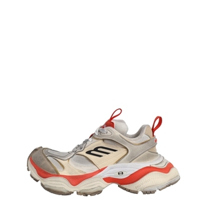 Mixed Material Distressed Cargo Sneakers Red/Grey, view 2