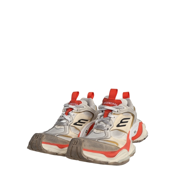 Mixed Material Distressed Cargo Sneakers Red/Grey