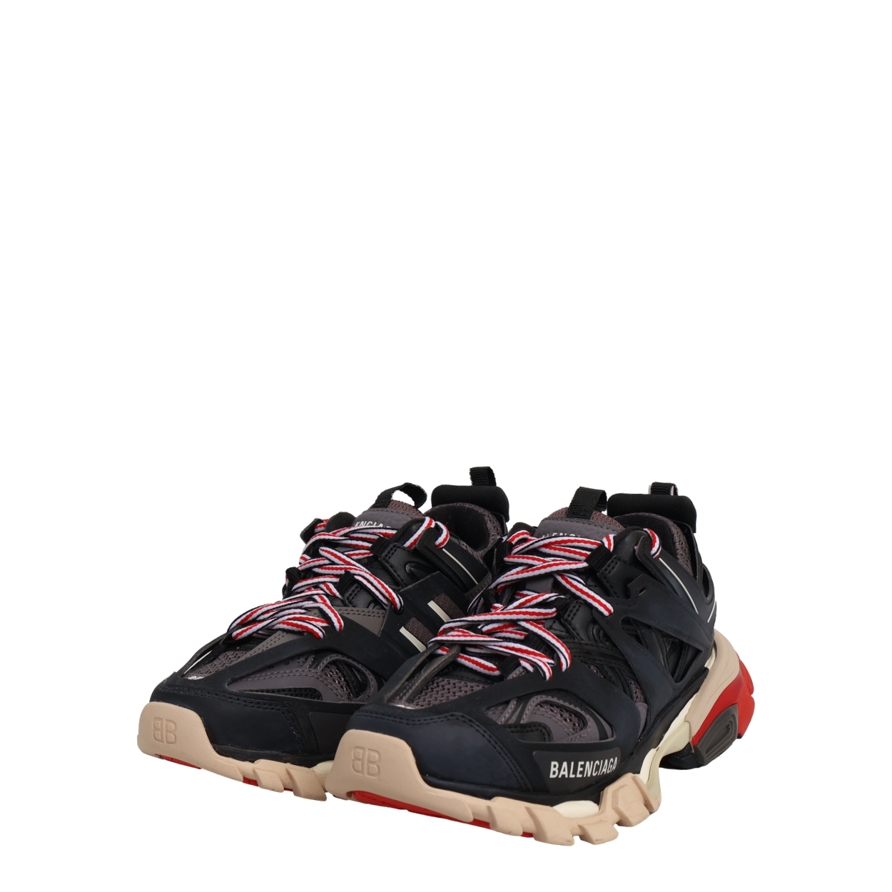 Mixed Material Track Sneakers Black/Red