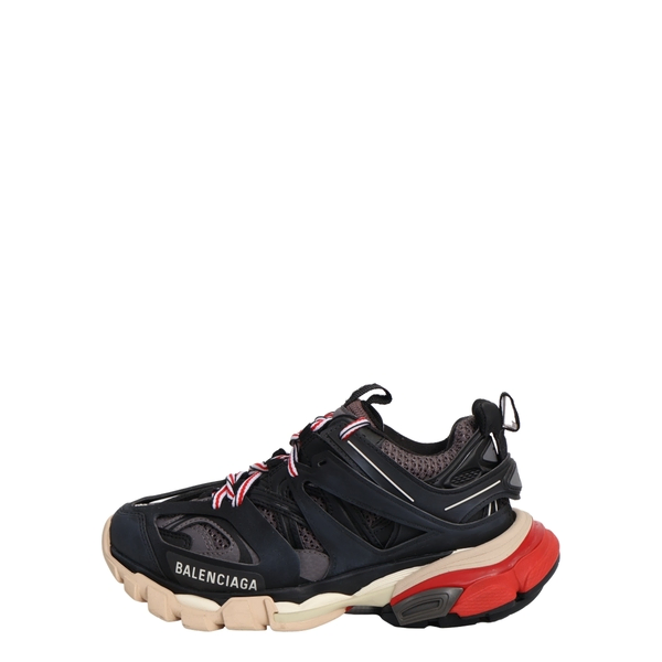 Mixed Material Track Sneakers Black/Red