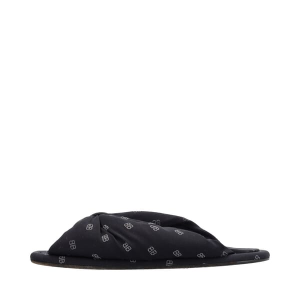 Mixed Material BB Allover Knot Slide Slippers Black