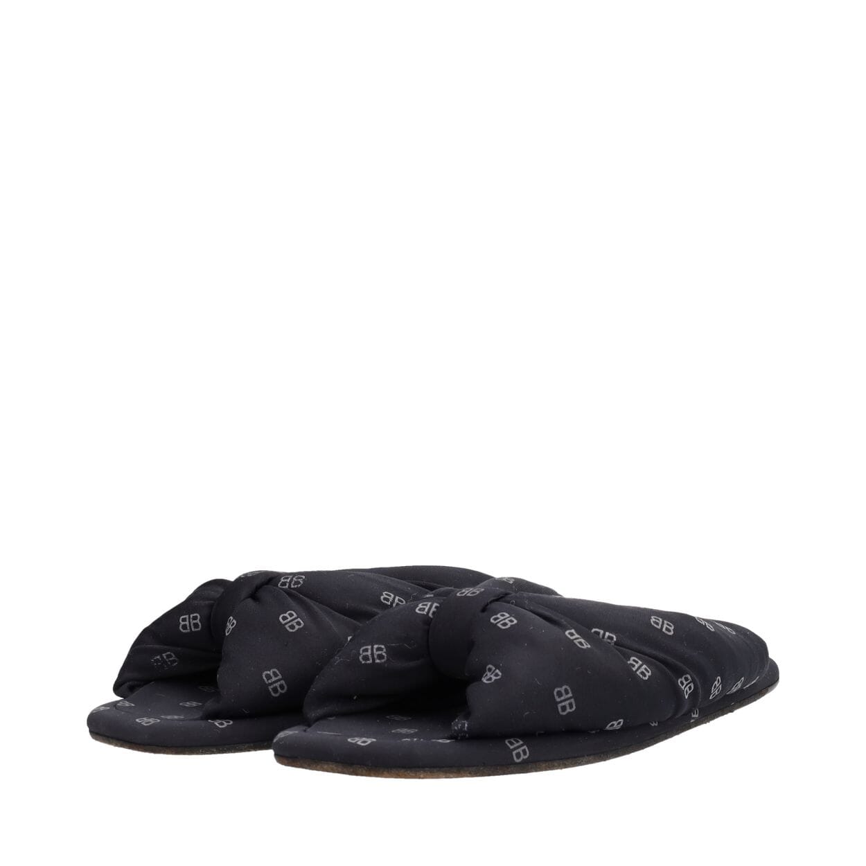 Mixed Material BB Allover Knot Slide Slippers Black