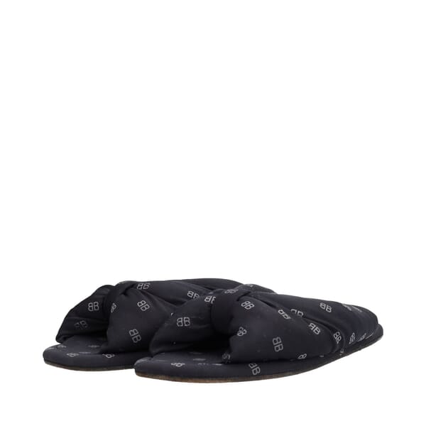 Mixed Material BB Allover Knot Slide Slippers Black