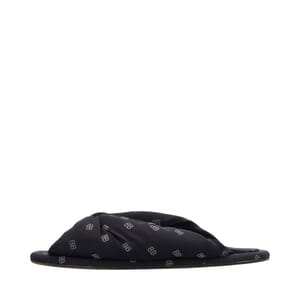 Mixed Material BB Allover Knot Slide Slippers Black, view 2
