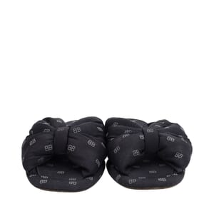 Mixed Material BB Allover Knot Slide Slippers Black, view 4