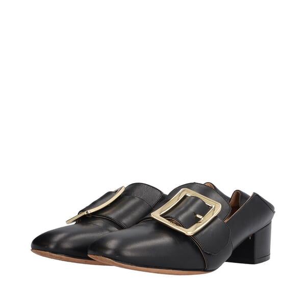 Leather Janelle Buckle Pumps Black