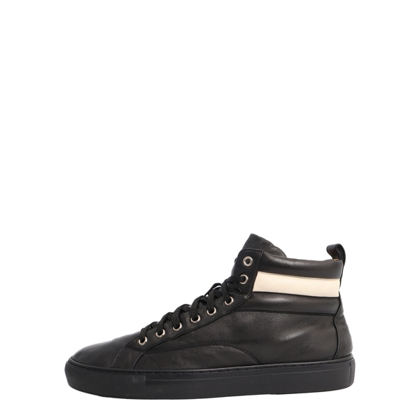 Leather High Top Sneakers Black