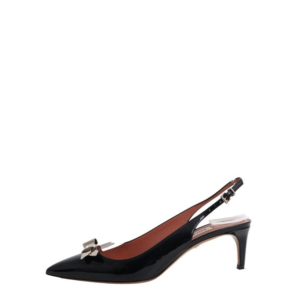 Patent Leather Slingback Bow Pumps Black