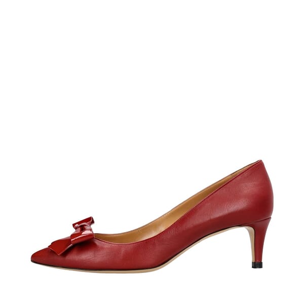 Leather Bow Pumps Burgundy