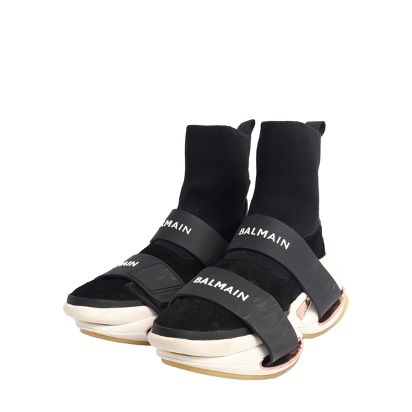 Knit/Suede High Top B-Bold Sock Sneakers Black/White