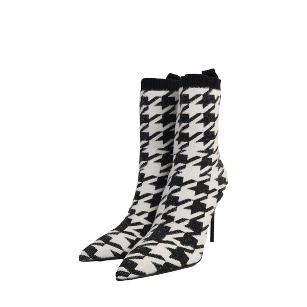 Knit Houndstooth Skye Boots Black/White