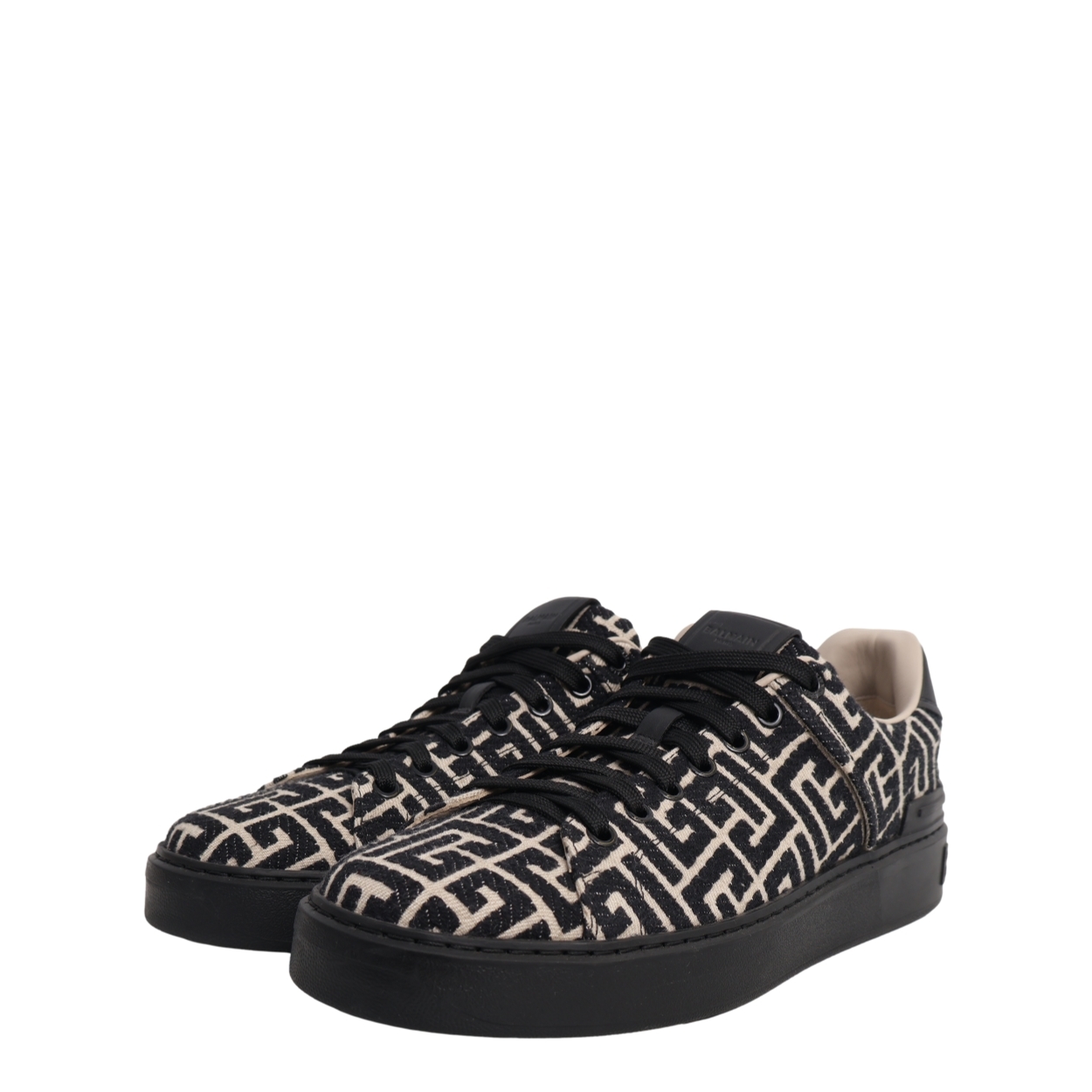 Canvas Jacquard B-Court Sneakers Black/White
