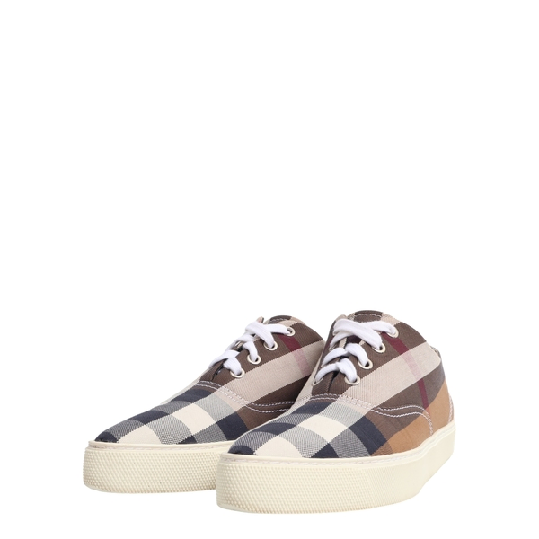 Canvas Check Pointed Sneakers Brown/White