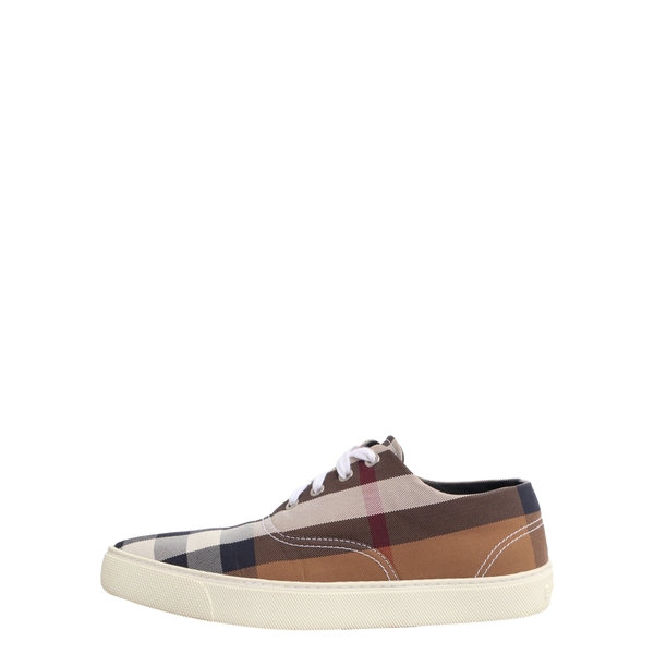Canvas Check Pointed Sneakers Brown/White