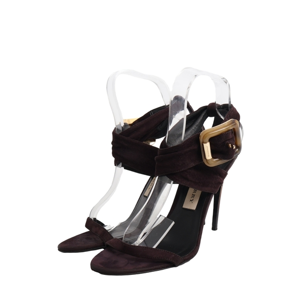 Suede Ankle Wrap Sandals Purple