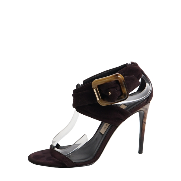 Suede Ankle Wrap Sandals Purple