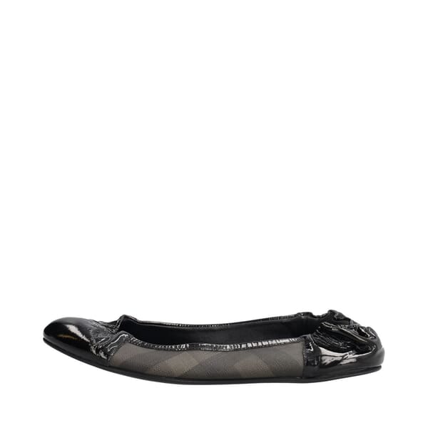 Leather Check Ballerina Flats Black/Grey