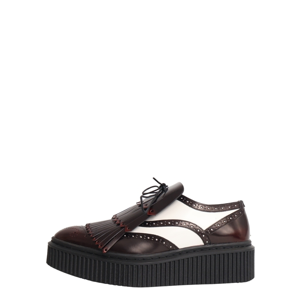 Glazed Leather Chelsam Lace Up Platform Brogues Bordeaux/White
