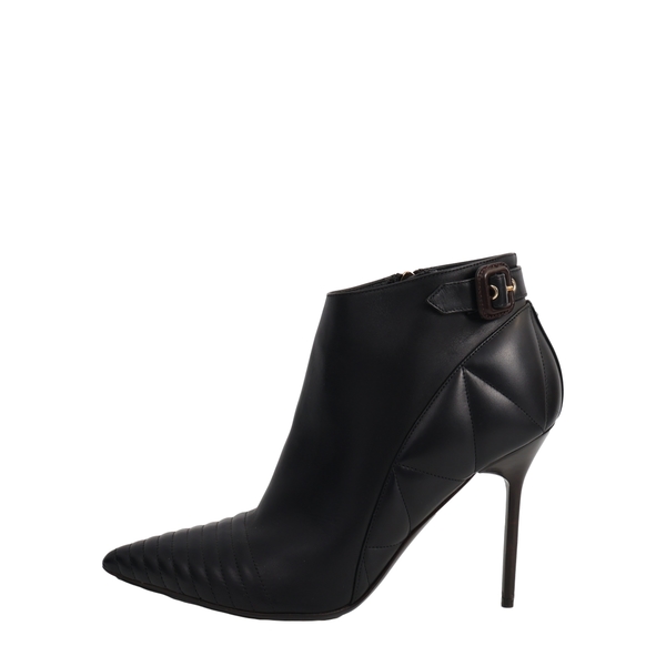 Leather Quilted Alexandra Ankle Boots Black
