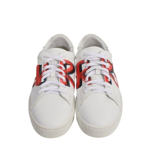 Leather Printed Albert Sneakers White, view 3