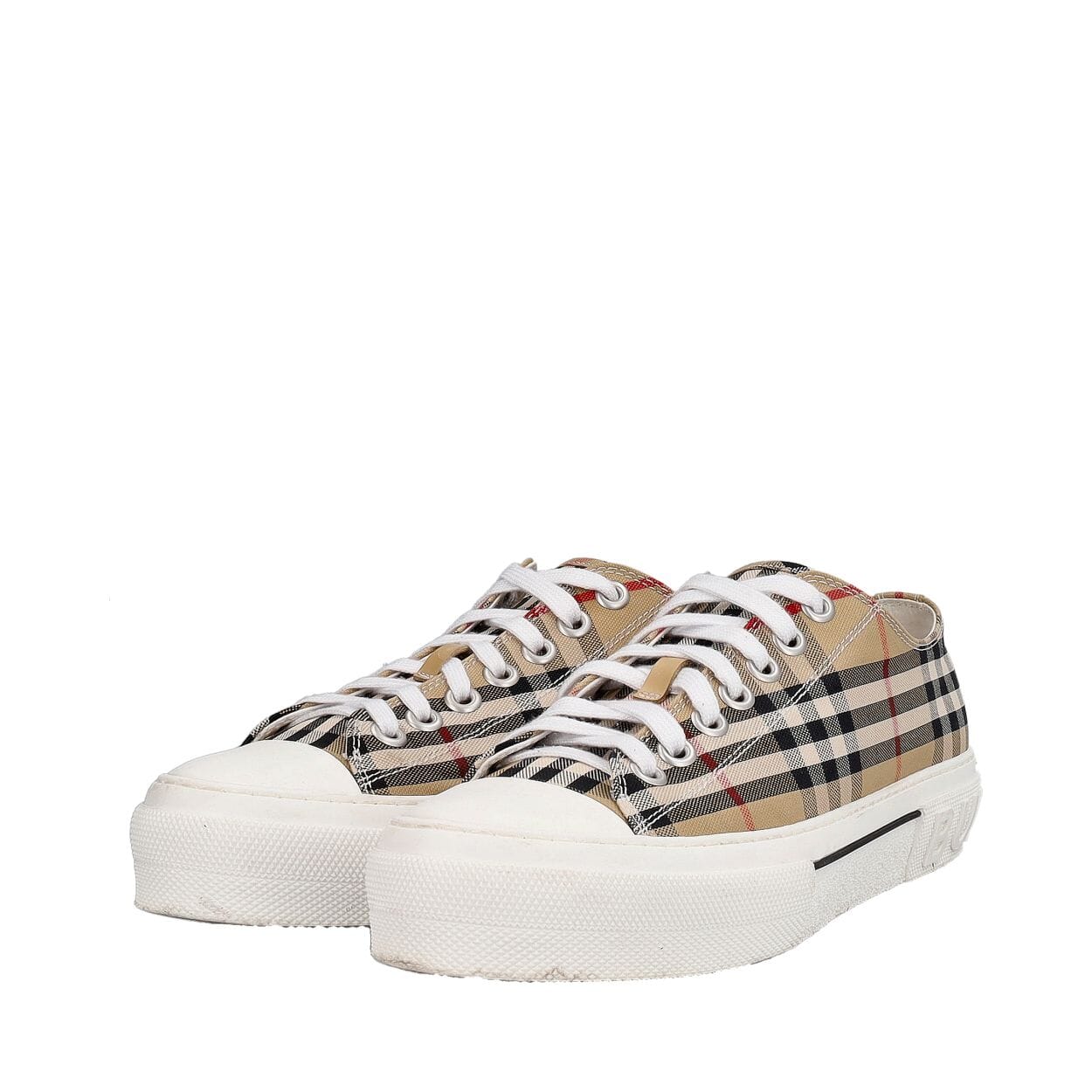 Canvas Check Sneakers Beige/White