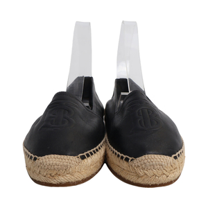 Leather Logo Embossed Espadrilles Black, view 3
