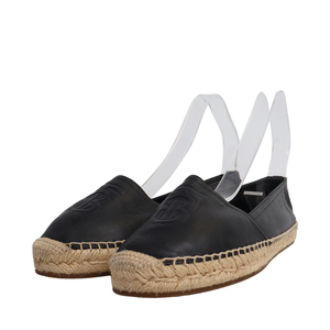 Leather Logo Embossed Espadrilles Black