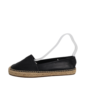 Leather Logo Embossed Espadrilles Black, view 2