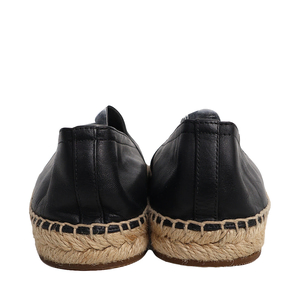 Leather Logo Embossed Espadrilles Black, view 4
