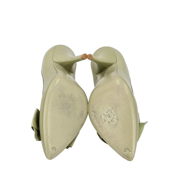 Leather Bow Pumps Green