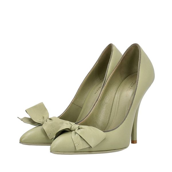 Leather Bow Pumps Green