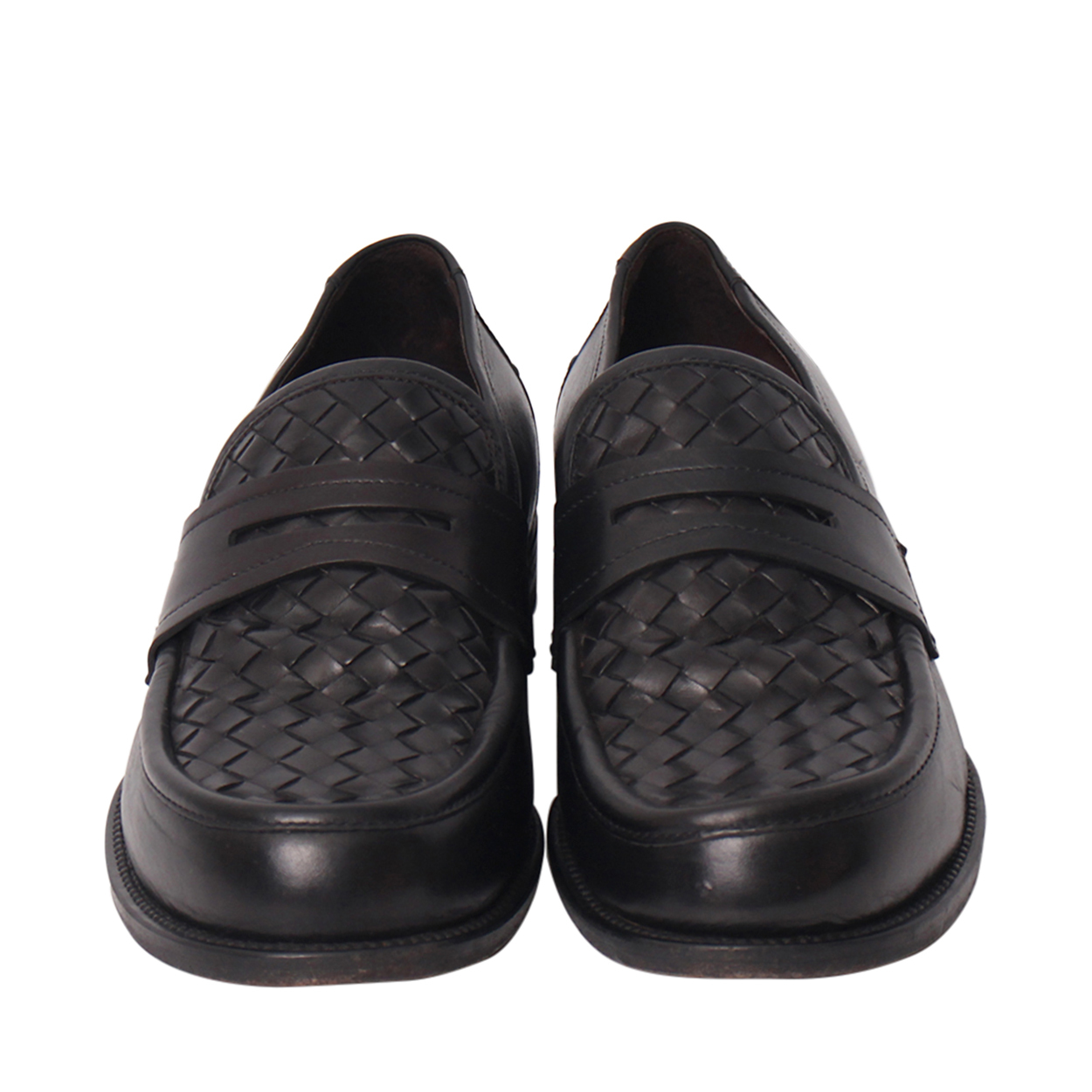 BOTTEGA VENETA Leather Intrecciato Loafers Black | Luxity
