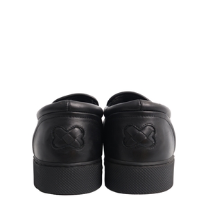 Intrecciato Leather Slip-On Sneakers Black, view 4