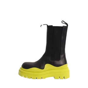 Leather Tire Chelsea Boots Black/Lime, view 2