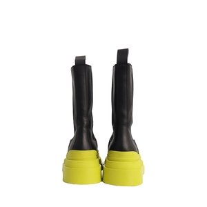 Leather Tire Chelsea Boots Black/Lime, view 4