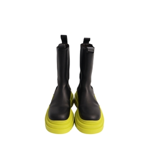 Leather Tire Chelsea Boots Black/Lime, view 3
