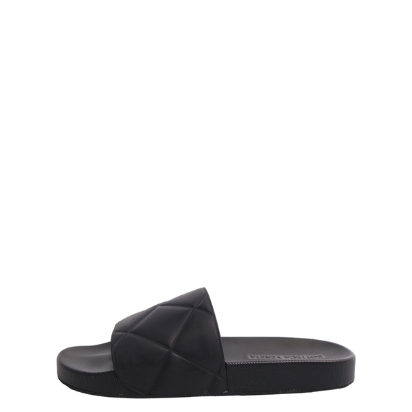 Rubber Intrecciato Slide Sandals Black