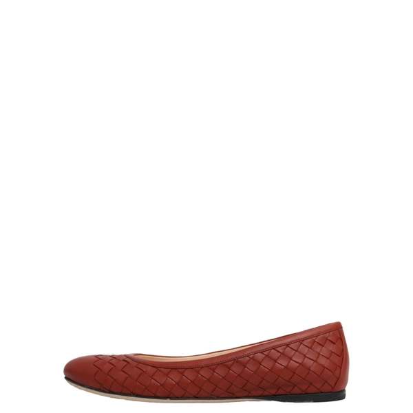 Intrecciato Leather Ballerina Flats Brick Red