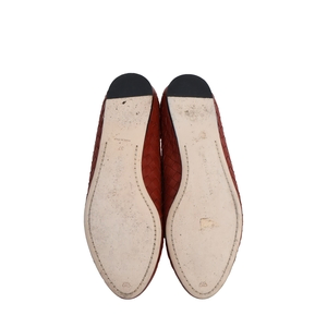 Intrecciato Leather Ballerina Flats Brick Red, view 5