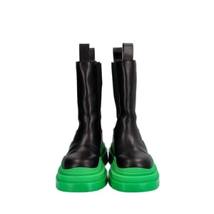 Leather Tire Chelsea Boots Black/Green, view 3