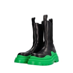 Leather Tire Chelsea Boots Black/Green
