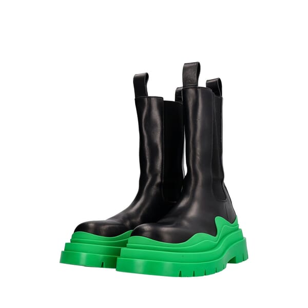 Leather Tire Chelsea Boots Black/Green